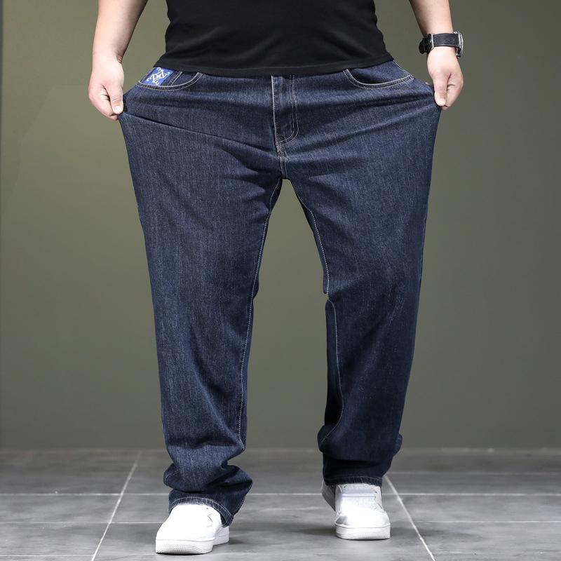Jeans para Hombre Talla Grande Primavera y Otoño Gordo Suelto Elástico Grande Pantalones Rectos para Hombre Gordo Pantalones para Padre