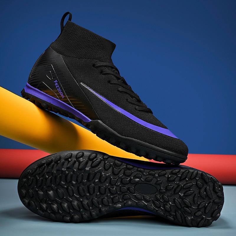 

2025 новые футбольные бутсы мужские и женские высокие молодежные тренировочные длинные шипы TF сломанные шипы искусственный газон спортивная обувь 45