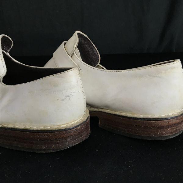 Italy FUTABAYA Leather Moccasin Monk Strap 38 24 White(USED)