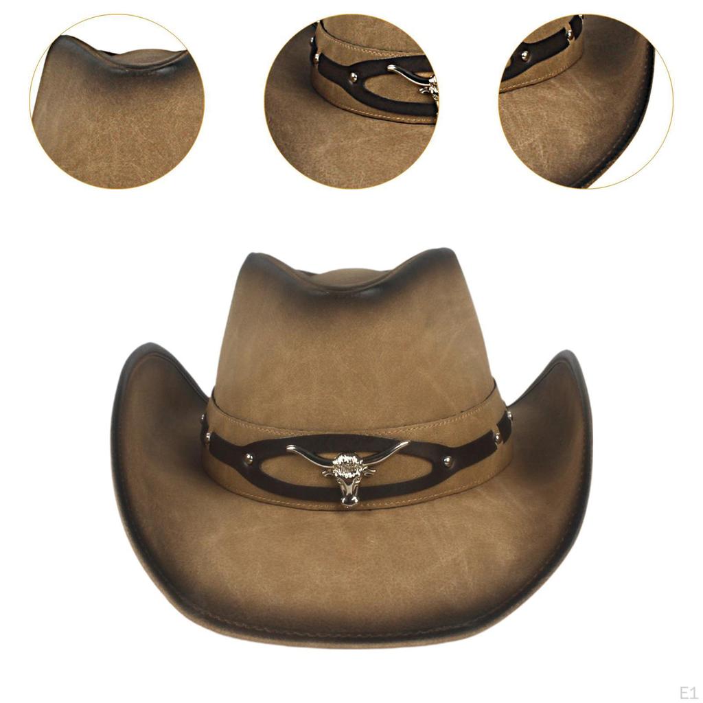 Cowboy Hat Decor Wide Brim Cap for Costume Accessories Gift Fall Carnival Winter