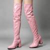 Botas Retro clásicas para mujer JIALUOWEI, botas sexis con cremallera por encima de la rodilla, botas hasta el muslo con tacón de bloque cuadrado, botas elegantes para fiesta de baile con brillo