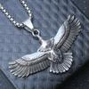 Hip Hop Rock Wisior Leciwy Orzeł Naszyjnik Dla Kobiet Mężczyzn Vintage Miedziany Kolor Stal Nierdzewna Łańcuszek Punkowa Biżuteria Szyjna Prezenty Dla Chłopców