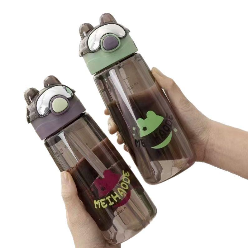 Water bottle Fortis new student sports cartoon water cup modern simple student large capacity straw plastic cup single layer