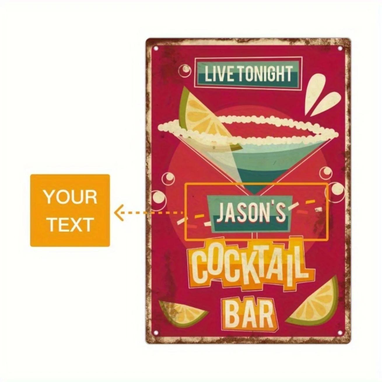 

Live Tonight Cocktail Bar Metal Sign Vintage Wall Art Home Pub Decor чёрный