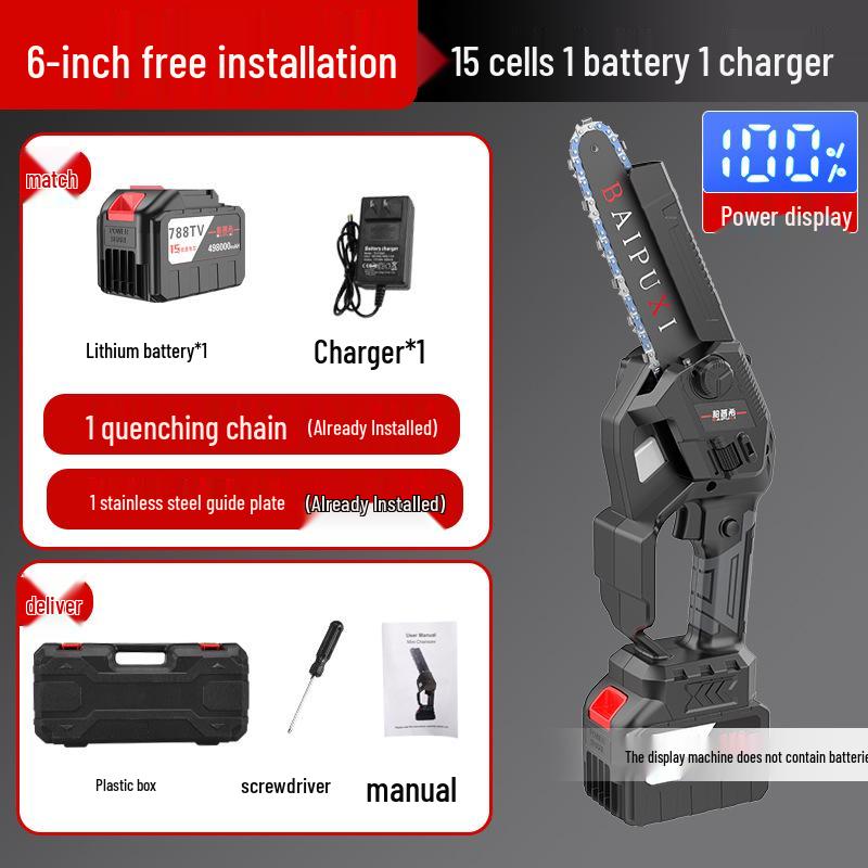 6" & 8" Brushless Lithium Battery Electric Chainsaw, High Power Handheld, Rechargeable, One-Handed Mini Felling Saw for Household Use