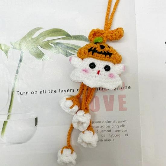 Трехглазый инопланетянин тыква и призрак вязаный крючком кулон: Подарок на Хэллоуин своими руками