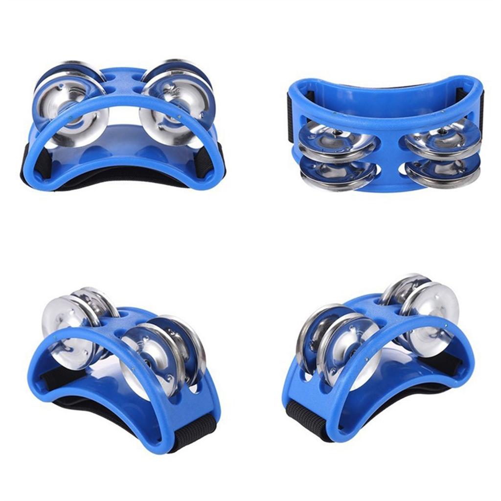 Foot Tambourine Percussion with Jingle Bell Tambourine Musical Percussion Instruments for Guitar Drum Blue