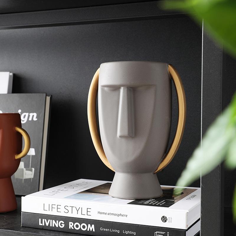 Ceramic People Face Statue Creative Wine Cabinet Decoration Ornament TV Cabinet Desktop Crafts Living Room Home Decoration