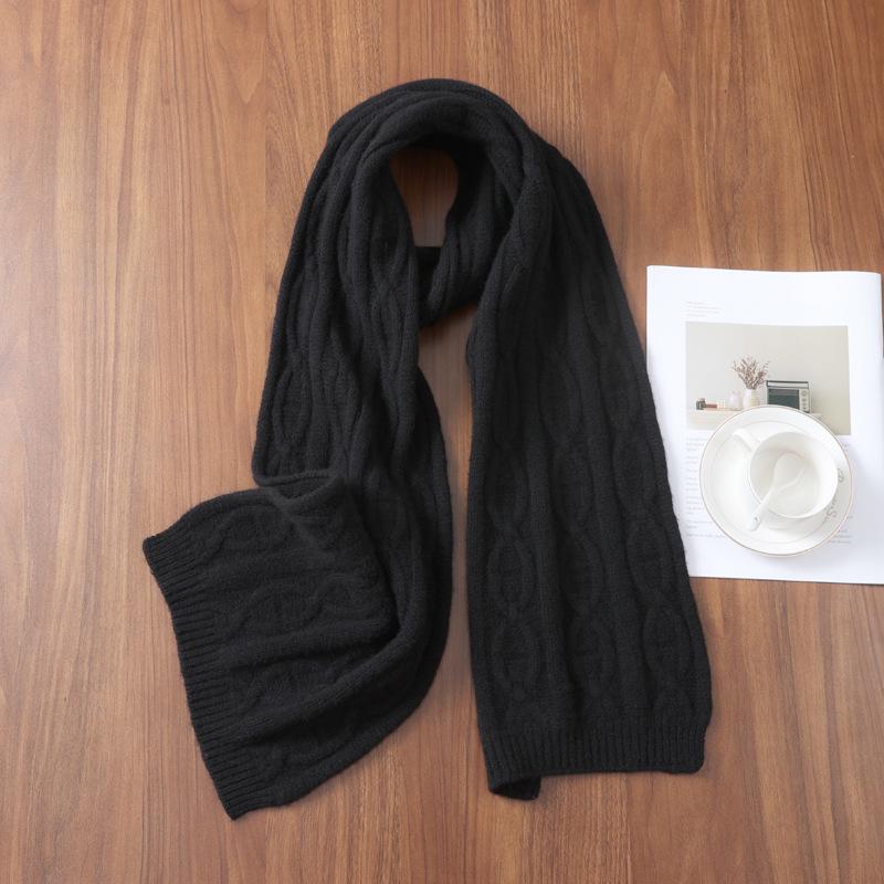 Autumn & Winter Pure Wool Scarf - Versatile Couple Style with Subtle Pig Nose Texture Cashmere Neck Warmer Shawl.