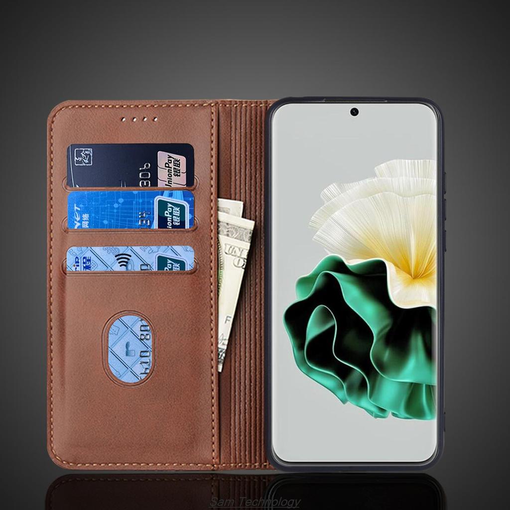 Magnetic Attraction Leather Case for Huawei P60 Pro / Huawei P60 Holster Flip Cover Case Wallet Phone Bags Fundas Coque