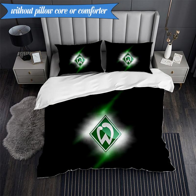 3-teiliges Werder Bremen Fußball Bettwäsche-Set 2D-Druck (Enthält 1 Bettbezug + 2 Kissenbezüge Ohne Füllung), Schlafzimmerdekoration, Ventilatorgeschenk