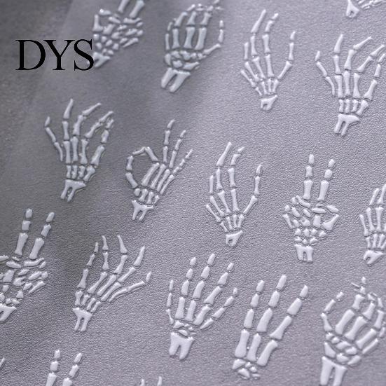 Spider Nail Art Halloween 3D Embossed Stickers, Skeleton Hand Pumpkin Bat Decals, Gothic Manicure Decoration Decals for Holiday Party