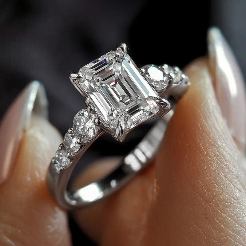 

New Classic Square Inlaid Ring for Women s High End Personality New Wedding Round Geometric Arrangement Zircon Accessories 10