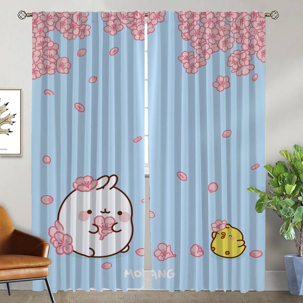 Halloween Decoration Molang Kitchen Curtains for Camera Partition Home Interior Curtains for Living Room Blackout Curtain Shades