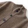 Lekasha Cashmere Half-High Neck Knit Cardigan with Pockets - Thickened Plain Color Top for Autumn/Winter.