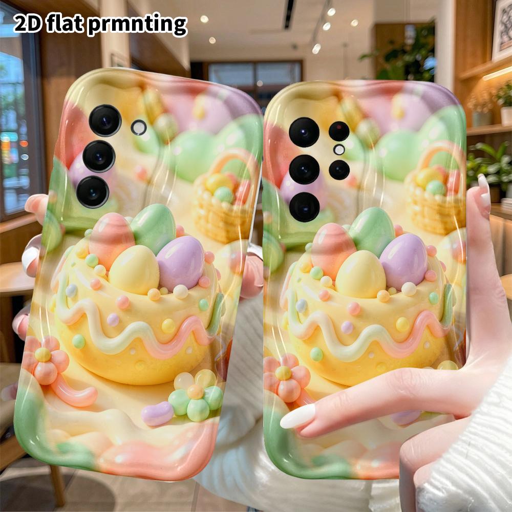 Phone Case: 2D Flat, Fits Samsung Galaxy A34 A35 M05 M06 S20 S22 S21 FE Plus 5G, Colorful Egg Cake, Perfect Christmas and Halloween Holiday Gift