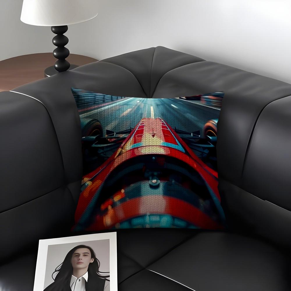 Rennsport Kühlkissenbezug Natürliches Leinen Bio-Stoff Beidseitiger Druck Sofa Heimdekoration Geschenk Kissenbezug