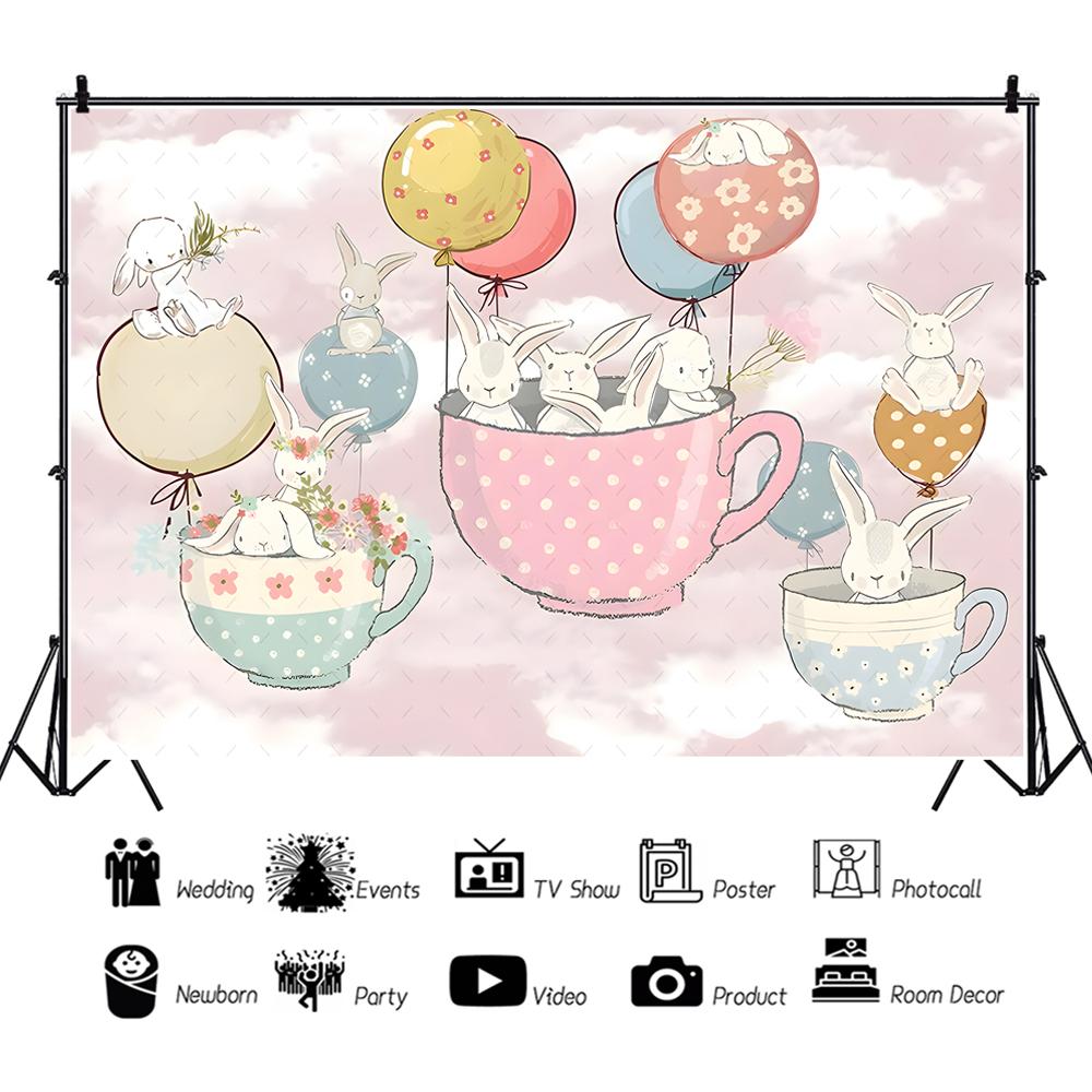 Maßgeschneiderter Süßer Bär Hintergrund Heißluftballon Dschungeltiere Fotografie Hintergrund für Babyparty Geburtstag Kinderzimmer Dekoration