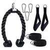Fitness Pull Rope Set 2 Exercise Handles 3 Carabiner Clips Tricep Pull Down Rope Cable Machine Attachments for Gym Black