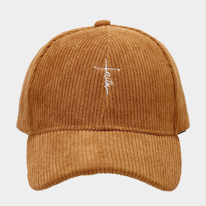 European and American fashion personalized small letter embroidered corduroy baseball cap spring and autumn new simple trend versatile cap