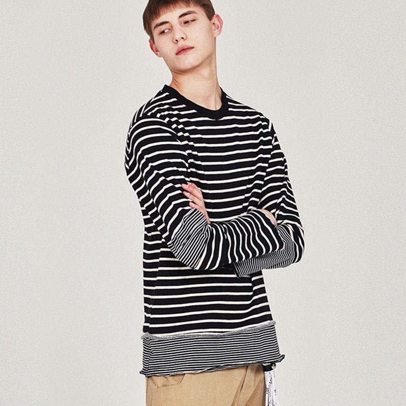 Ghost Street Color Block Stripe T-Shirt (Black) 1(S)