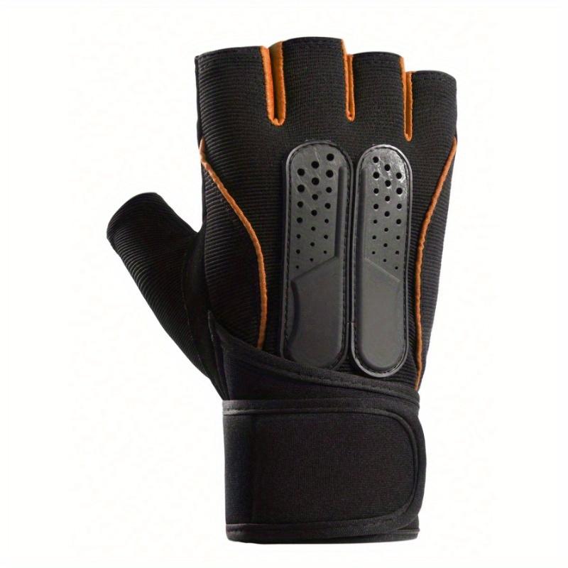 1pair Fitness Anti-Slip Protection Gloves with Wrist Support, Half-Finger, Long Style, Suitable for Cycling, Riding Motorcycle and Skiing