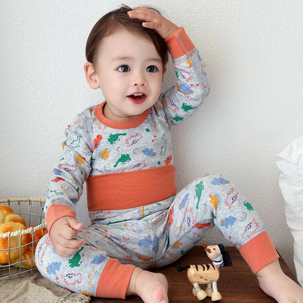 Children's Autumn Cotton Pajama Set: High Waist Cartoon Underwear & Trousers