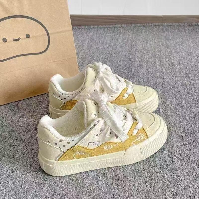 Versatile niche shoes children's autumn new platform white shoes cute cartoon board shoes bread