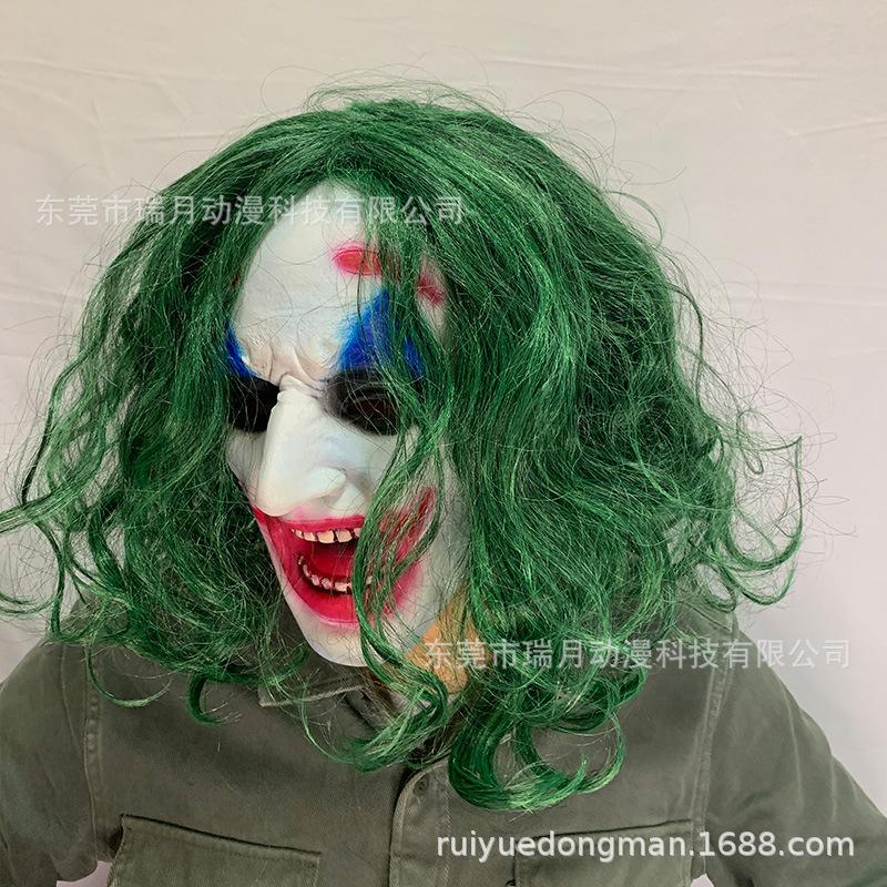 joker clown mask cos Harley Quinn, Joker mask, wig, green hair, Joker headpiece, latex
