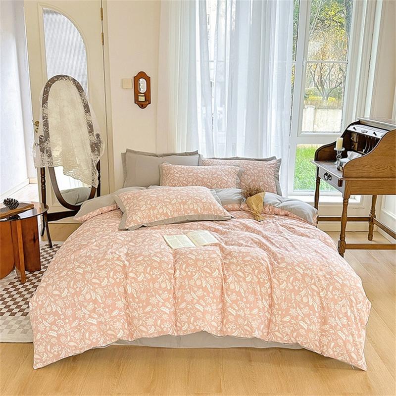 

Цветочный пододеяльник Queen Vintage Plaid Patchwork Комплект постельного белья Boho Farmhouse Двусторонний пододеяльник для девочек и женщин Комплект из 4 предметов 150x200cm 4pcs set