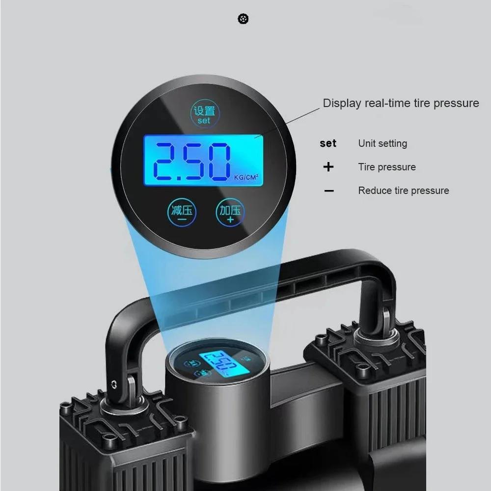 12V 150PSI Mini Luftkompressor Doppelzylinder Schwerlast Reifenfüller mit Manometer Elektrische Pumpe Autoreifen Aufblasbare Pumpe