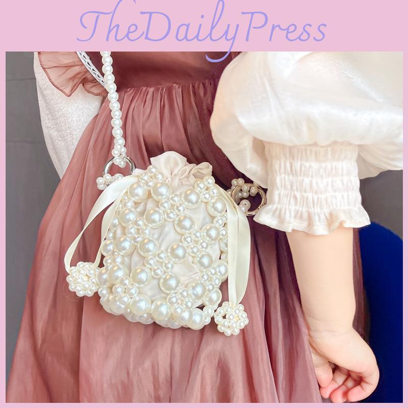 Adorable Korean Children's Mini Pearl Crossbody Bag For Spring Outings