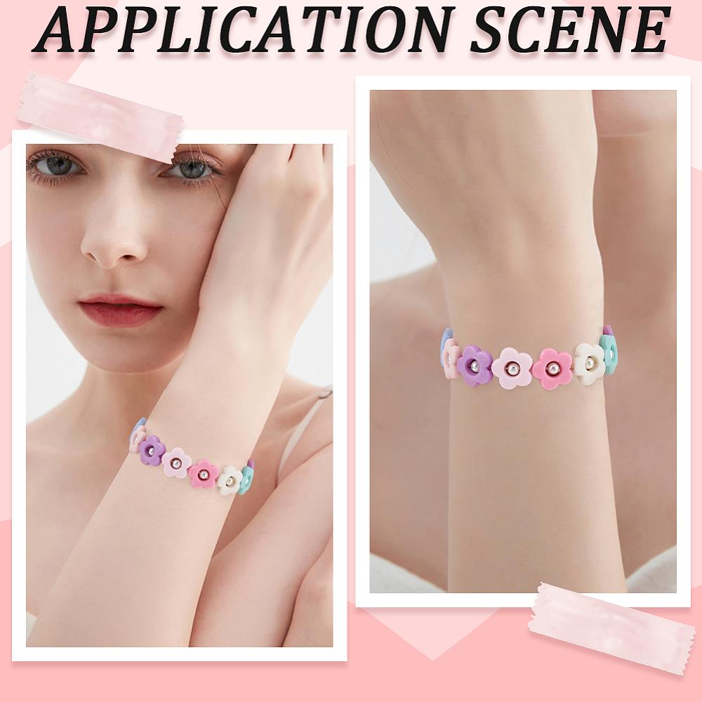 100Pcs 2 Styles Transparent/Opaque Acrylic Bead Frame Flower Mixed Color 14x14.5x3.5~4mm Hole: 1.5~1.6mm 50pcs/style