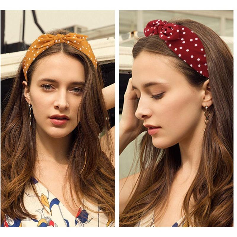Hair Accessory - Leopard Print Rabbit Ears Knotted Wide Version Hair Band for Women's Outdoor Updo Hair Clip Headband Accessory