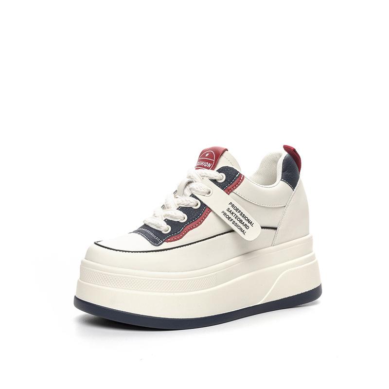 

Женские кроссовки с внутренней высотой 9 см, уличная женская обувь для ходьбы, модные кроссовки на шнуровке и танкетке, нескользящие, новая женская обувь 34