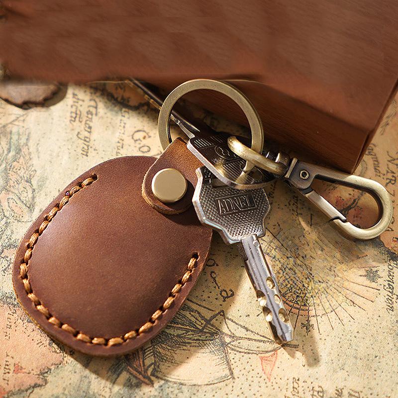 Available AirTag Leather Protective Case with Keychain and Access Card Holder