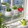 Wall Mounted Plant Rack Window Sill Shelf with Strong Suction Cups, Clear Acrylic Kitchen Herb Stand Floating Ledge, Display for Indoor Hanging Plants