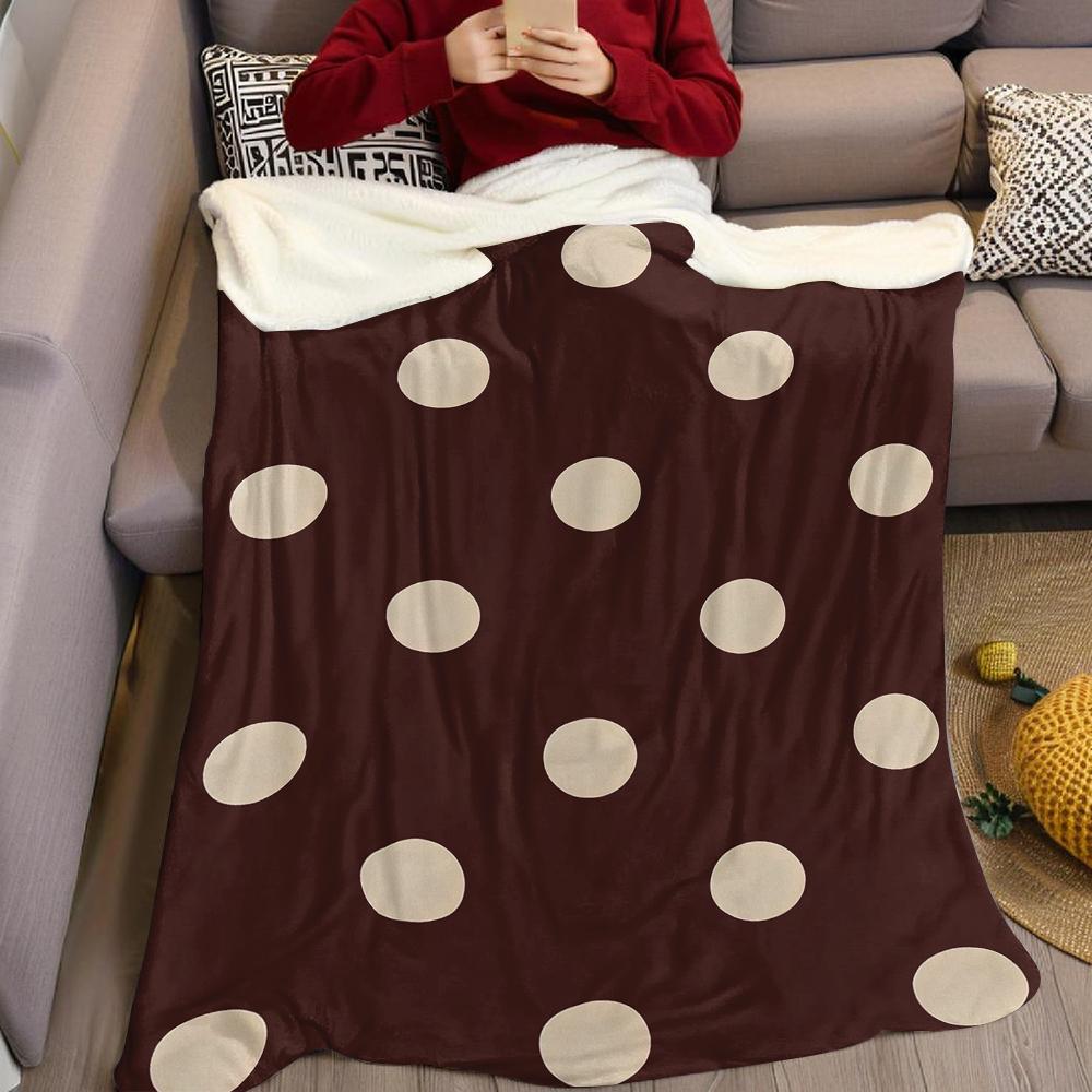 Braun mit beigen Punkten Flanelldecke Warm Weich Halloween Weihnachten Sofa Warm Gemütlich Dekoratives Dekor Geschenk für Alle Jahreszeiten