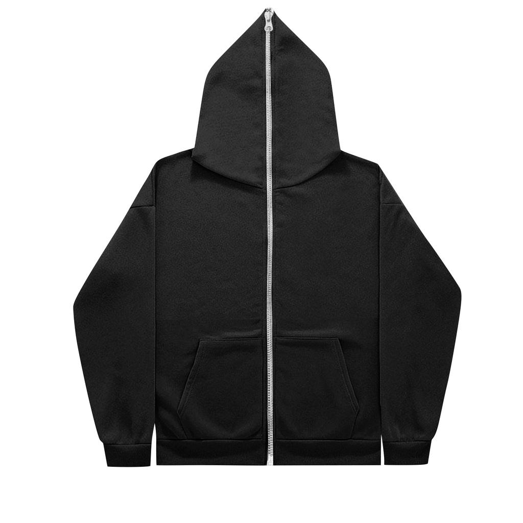 Men's Hooded Full Zip Long Sleeve Jacket with Pockets Casual Comfortable Coat