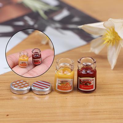 2 PZ 1:12 Casa delle Bambole Miniatura Cibo Mini Marmellata di Fragole Miele Cibo Acqua al Limone Per Accessori Giocattolo Cucina Bambola