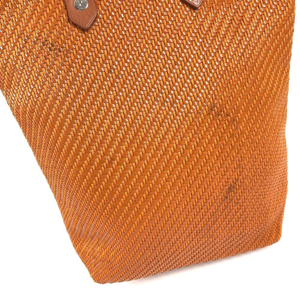 HERMES Amedaba PM Tote Bag Hand Bag Leather/Canvas Orange