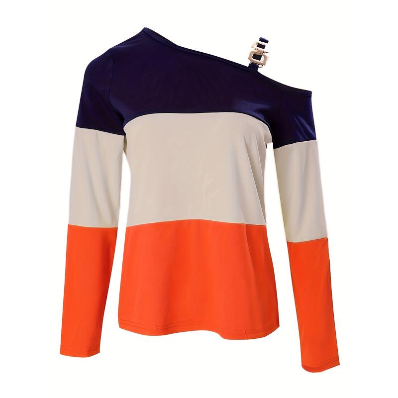 Korean Off-Shoulder Long-Sleeve Women's T-Shirt: Stylish, Unique Design for Spring & Autumn