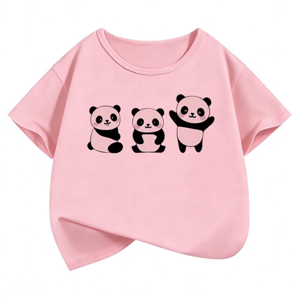 New 2026 Happy Panda Cute T Shirts Short Sleeve Kids Children's T-shirt Boys Girls Summer Spring Casual Top Tee Shirt