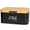 EliteHoff Steel Bread Bin with Bamboo Lid, Black, E-6086