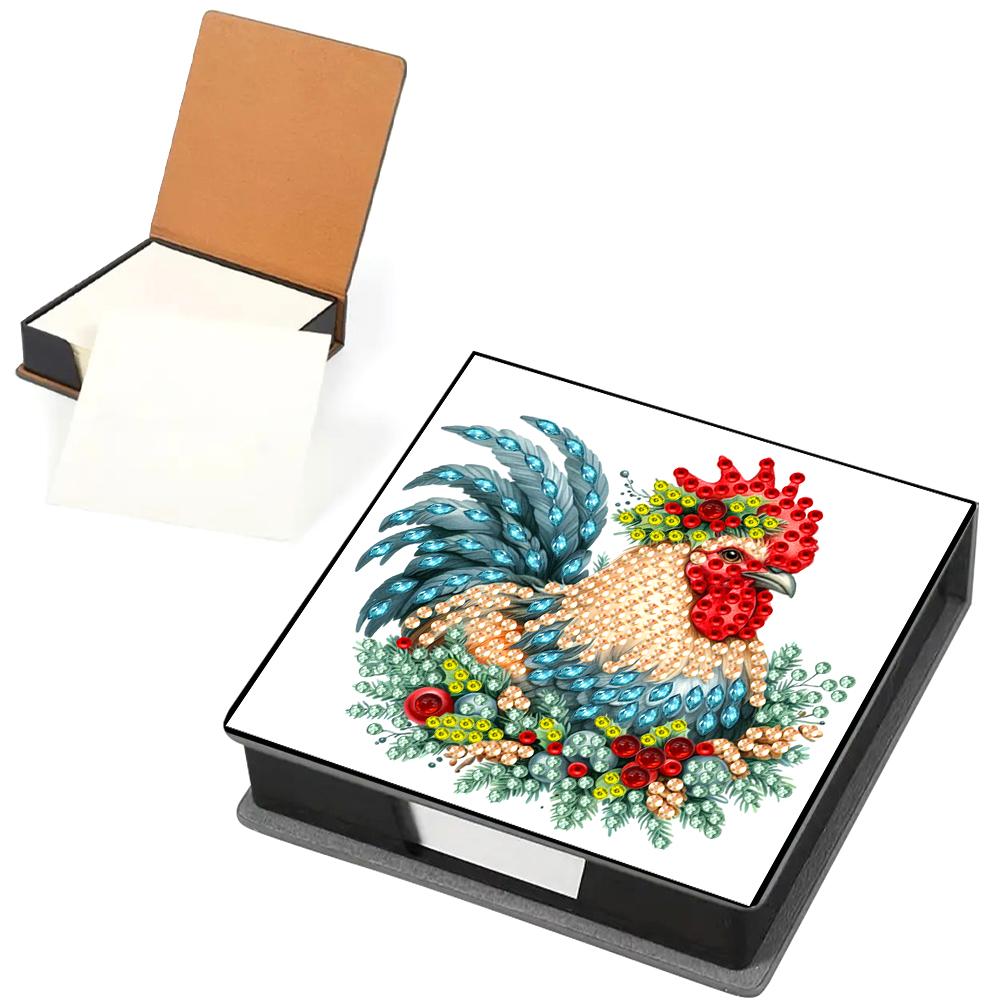 5D DIY PU Diamond Painting Notecard Box with 160 Sheets Paper Gem Art Sticky Note Holder Diamond Art Note Box for Home Office