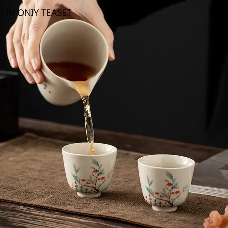 Chinese Tradition Ceramic Teacup Travel Meditation Cup Exquisite Hand Painted Tea Bowl Pu'er Master Cup Tea Set Accessories 50ml
