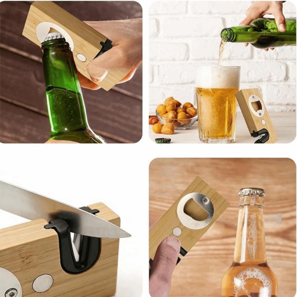 Magnetic Feature Beer Bottle Opener Rectangle 2 In 1 Bottle Tapper Jar Remover Party Gadgets