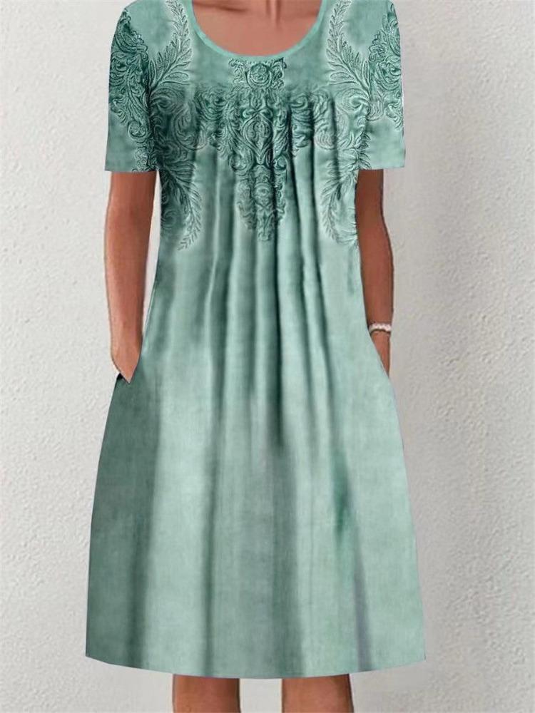 Floral Print Midi Dress with Pockets for Spring Summer