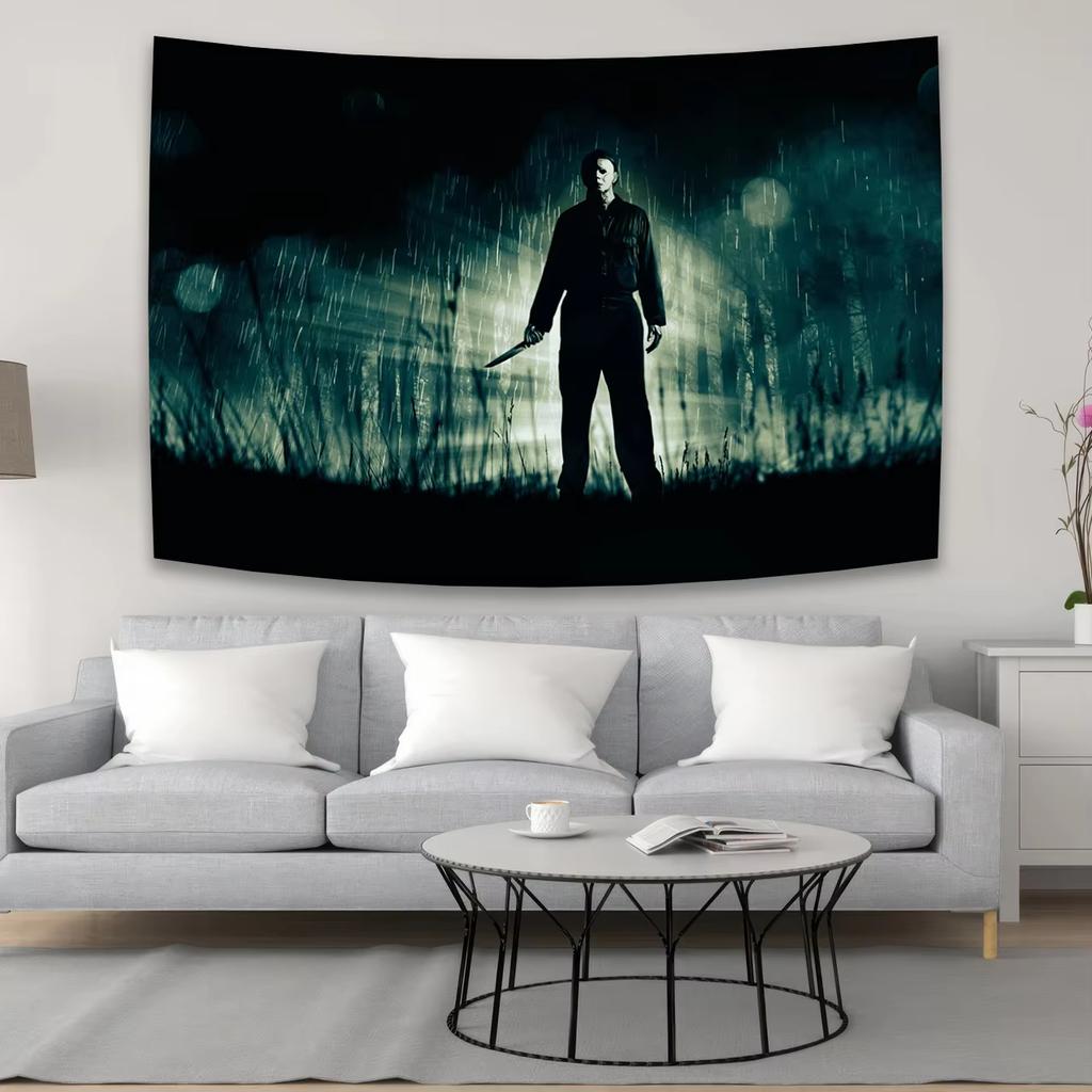 Michael Myers Design Skräckfilmsbakgrunder Festbakgrund Tapestry Rumsdekoration Heminredning Sovrum Väggbonad Tyg