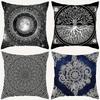 Mystische Muster Mond Baum Mandala Kissen Muster Kissenbezug Geeignet für Sofa Schlafzimmer Auto Kissenbezug